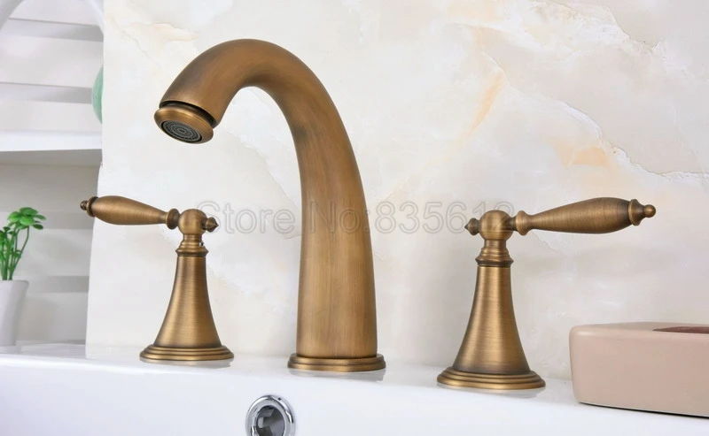 Antique Brass Bathroom Basin Sink Faucet Widespread Mixer Taps Dual Handle Cold and Hot Sink Mixer 3 Hole Taps Wan081
Antique Brass Bathroom Basin Sink Faucet Widespread Mixer Taps Dual Handle Cold and Hot Sink Mixer 3 Hole Taps Wan081