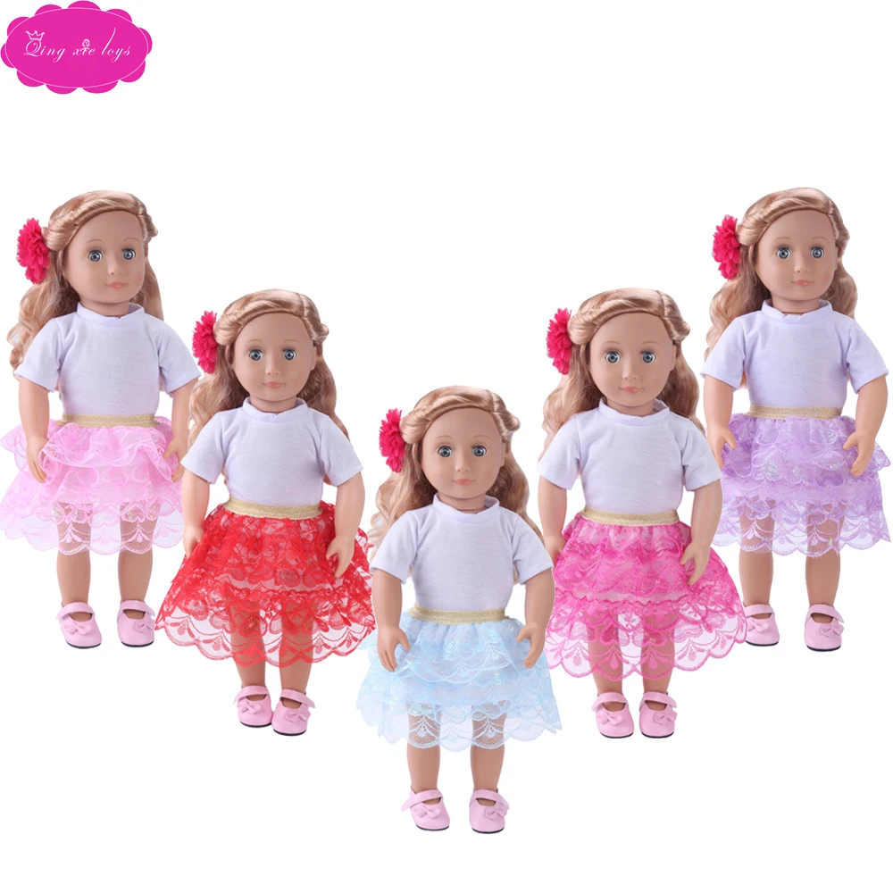 18 inch Girl dolls Clothes American New white T-shirt + cake lace skirt Dress accessories fit 43 cm baby doll c740-c744
18 inch Girl dolls Clothes American New white T-shirt + cake lace skirt Dress accessories fit 43 cm baby doll c740-c744