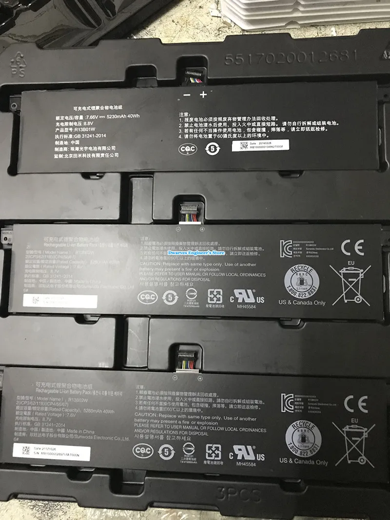 Genuine R13B01W R13B02W Battery For Xiaomi Air 13.3 I7 MX150 Mi Air 133 161301-CN Series Laptop Battery 7.6V/7.66V 5230mAh 39Wh
Genuine R13B01W R13B02W Battery For Xiaomi Air 13.3 I7 MX150 Mi Air 133 161301-CN Series Laptop Battery 7.6V/7.66V 5230mAh 39Wh