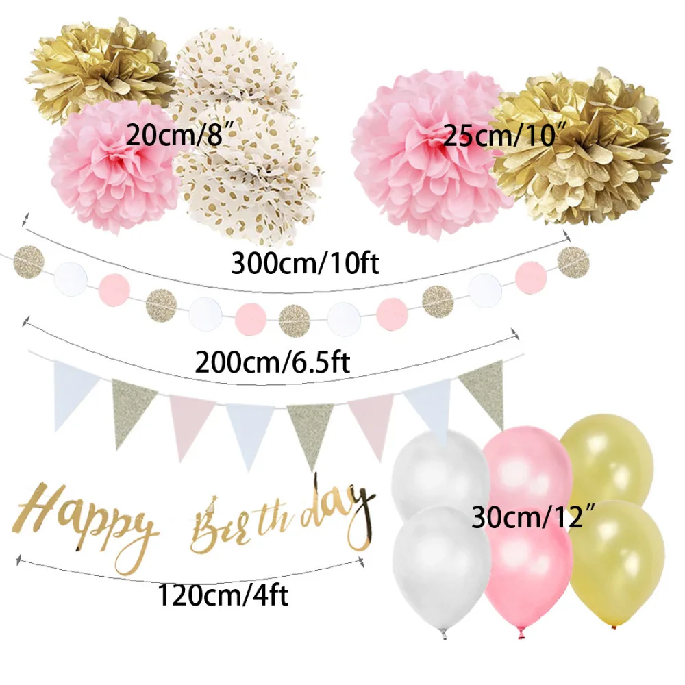 Birthday Party Decoration Kit 24pcs/ Set For Girl Happy Birthday Banner Pennant Flags Bunting Children Birthday Balloons
Birthday Party Decoration Kit 24pcs/ Set For Girl Happy Birthday Banner Pennant Flags Bunting Children Birthday Balloons