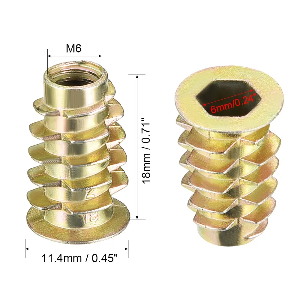 Uxcell 50pcs M6x13 M6x14 M6x18 M6x19mm Bronze Tone Zinc Alloy Thread Hex Drive Flat Head For Wood Insert Nut Furniture Nuts
Uxcell 50pcs M6x13 M6x14 M6x18 M6x19mm Bronze Tone Zinc Alloy Thread Hex Drive Flat Head For Wood Insert Nut Furniture Nuts