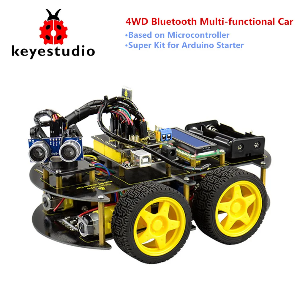 Фото Keyestudio 4WD Bluetooth Мультифункциональный DIY умный автомобиль для Arduino робот