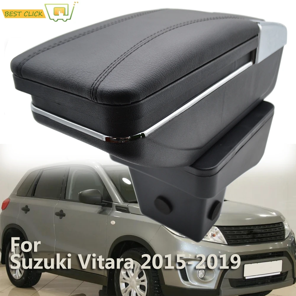 Контейнер для хранения Suzuki Vitara 2015 2016 2017 2018 2019 поворотный подлокотник чашки черный