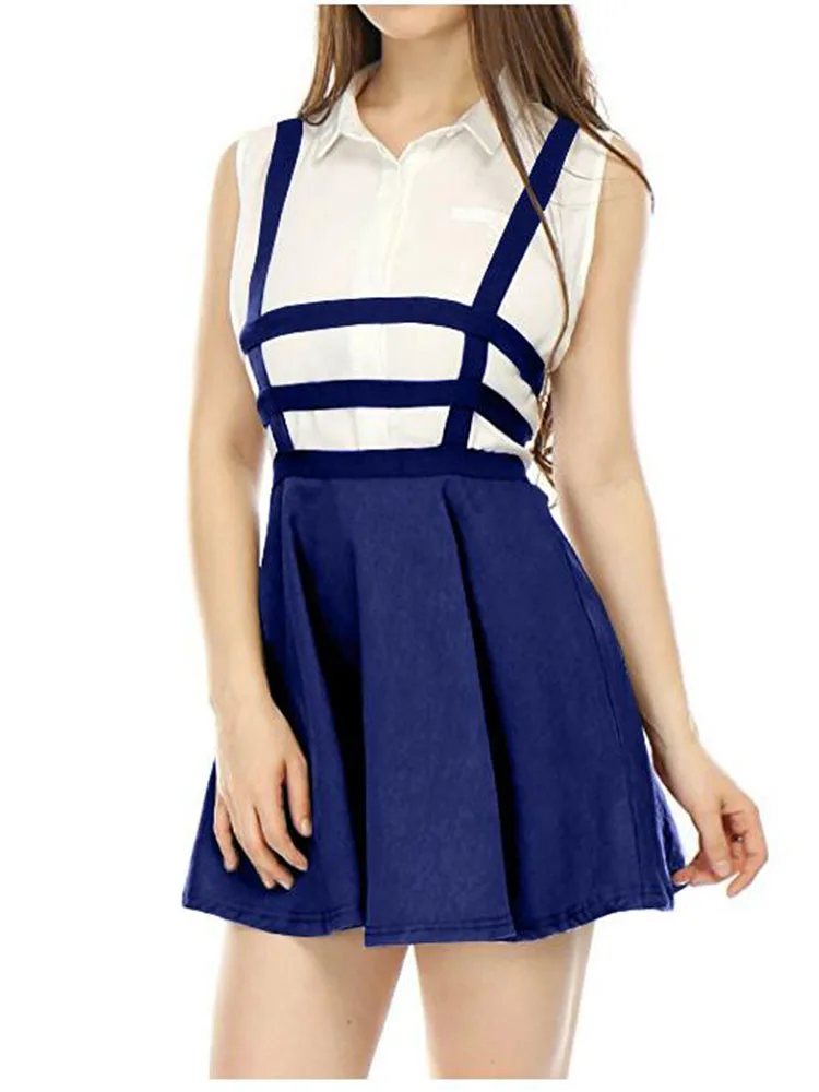 Women Suspender Skirt Mini Retro Girl Ruffles Skater Pleated Short Braces Skirt Back Zipper Hollow Out Skirt faldas jupe Straps
Women Suspender Skirt Mini Retro Girl Ruffles Skater Pleated Short Braces Skirt Back Zipper Hollow Out Skirt faldas jupe Straps