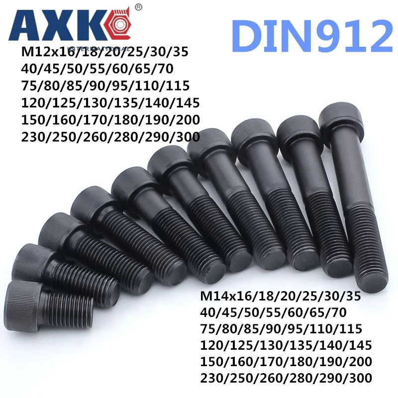 AXK DIN912 12,9 класс болты из углеродистой стали шестигранные винты M12 M14 винты Черные Твиловые, с цилиндрической головкой болты M12x16/18/20/25/30
AXK DIN912 12,9 класс болты из углеродистой стали шестигранные винты M12 M14 винты Черные Твиловые, с цилиндрической головкой болты M12x16/18/20/25/30