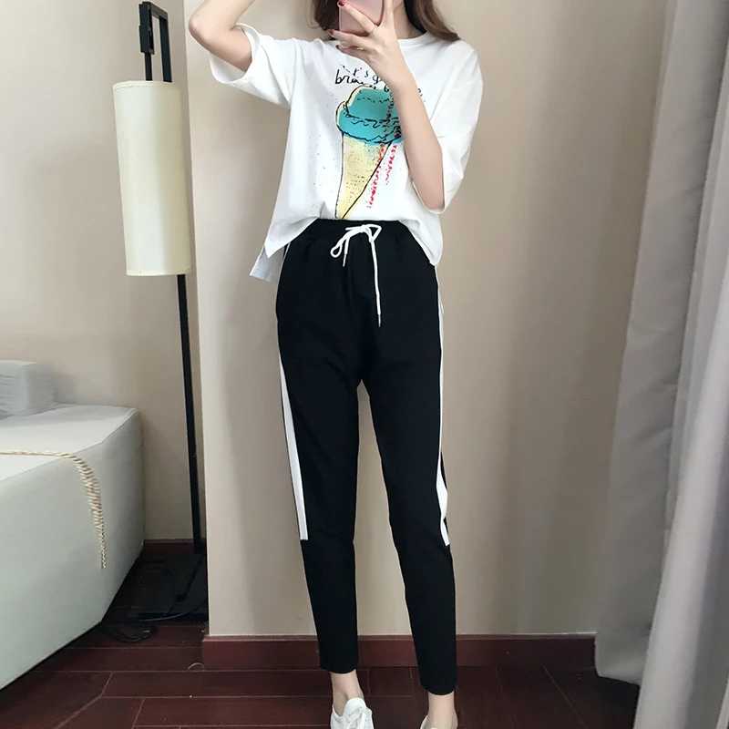 summer new fashion ladies' cartoon print sweatshirt black pants women plus size casual suit XL- 5XL big lady leisure outfit
summer new fashion ladies' cartoon print sweatshirt black pants women plus size casual suit XL- 5XL big lady leisure outfit