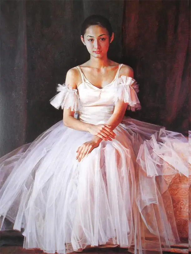 Free shipping white dress Ballet painting printed oil painting WK-- (432)