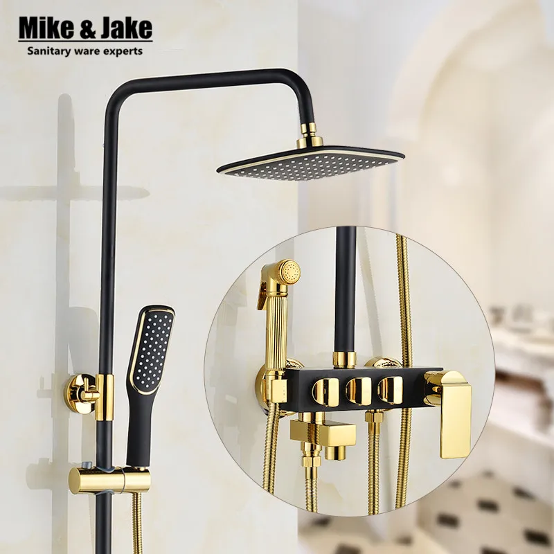 Bathroom Luxury black Golden shower mixer with bidet shower antique gold shower set bathroom Shower faucet Bathtub Faucet Sets
Bathroom Luxury black Golden shower mixer with bidet shower antique gold shower set bathroom Shower faucet Bathtub Faucet Sets