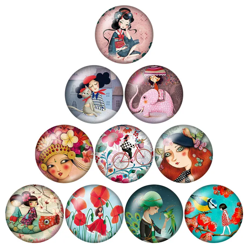 Beauty lovelyFlowergirls 10pcs set 12mm/16mm/18mm/25mm Round photoglass cabochondemo flat back Makingfindings ZB0576
Beauty lovelyFlowergirls 10pcs set 12mm/16mm/18mm/25mm Round photoglass cabochondemo flat back Makingfindings ZB0576