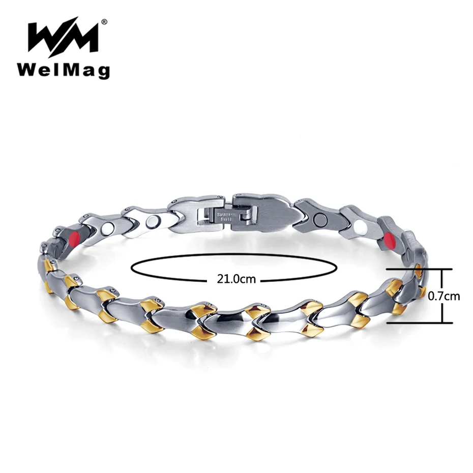 WelMag 2019 Health Magnetic Bracelets FIR Bio Energy Bangles for Woman High Quality Stainless Steel Germanium Jewelry | Украшения и
