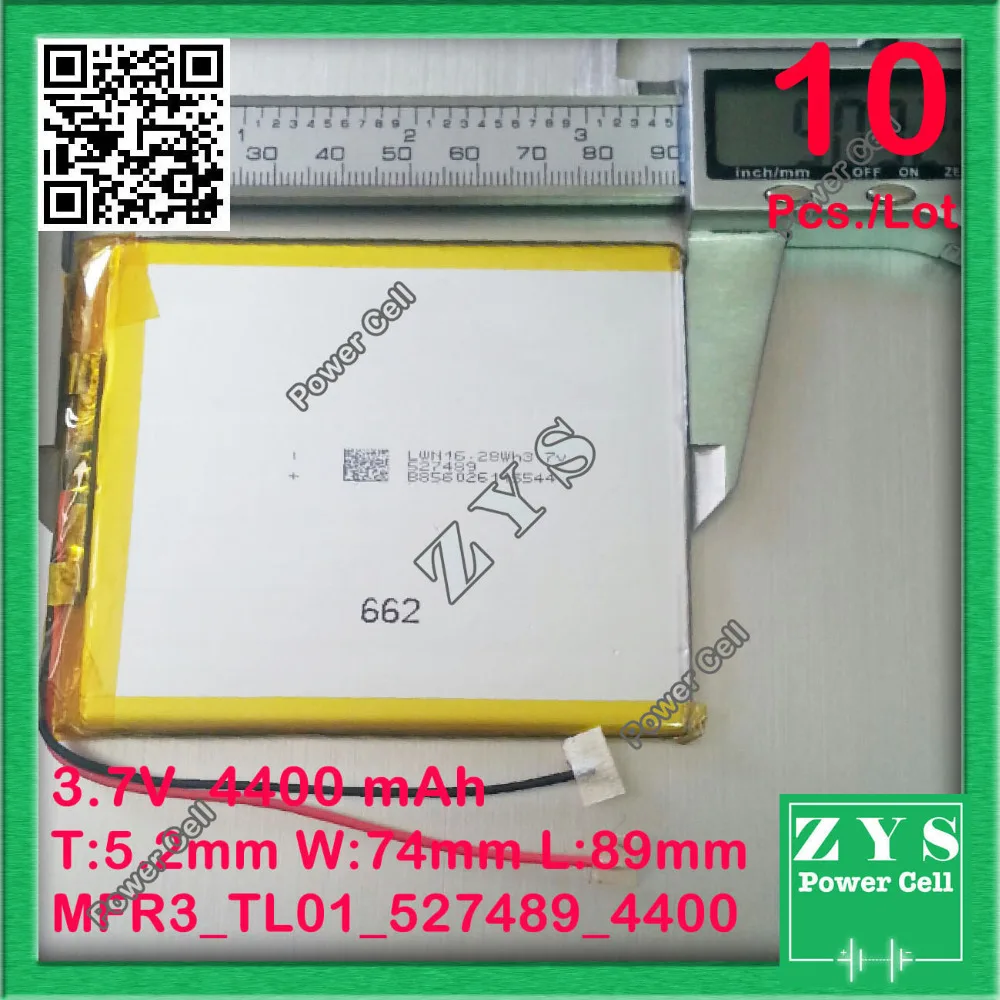 10 шт./партия, литий-ионные аккумуляторы 3,7 в, 4400 мАч, 3,7 в, 4400 мАч, размер: 5,2x74x89 мм, 527489, 507590, 057590 
10 шт./партия, литий-ионные аккумуляторы 3,7 в, 4400 мАч, 3,7 в, 4400 мАч, размер: 5,2x74x89 мм, 527489, 507590, 057590