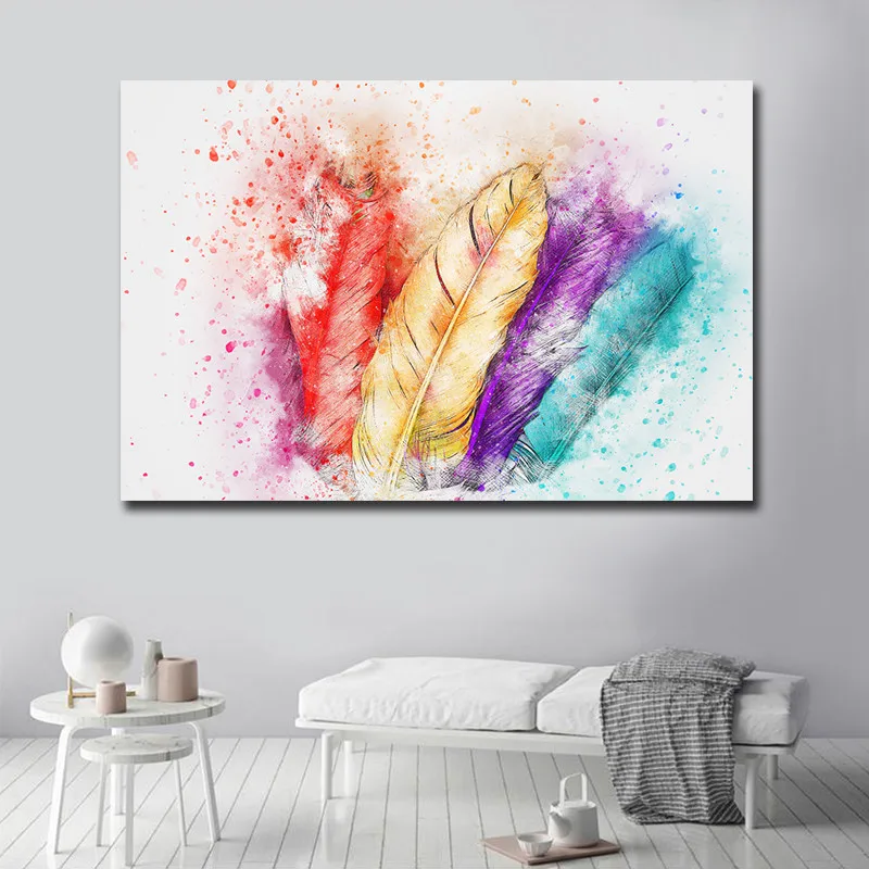 Картина goodecoration на холсте цветная картина с перьями большие размеры цельные