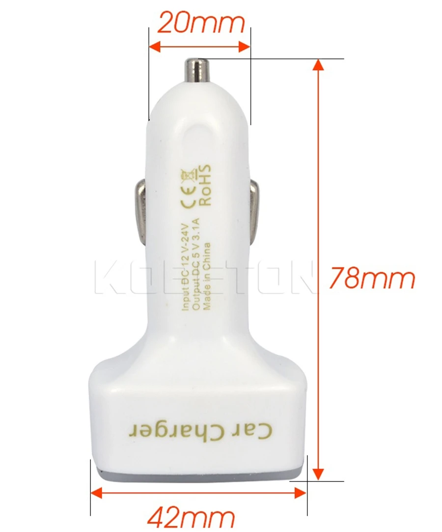 Автомобильное зарядное устройство с 2 портами USB и выходом макс. 3 1 А быстрая