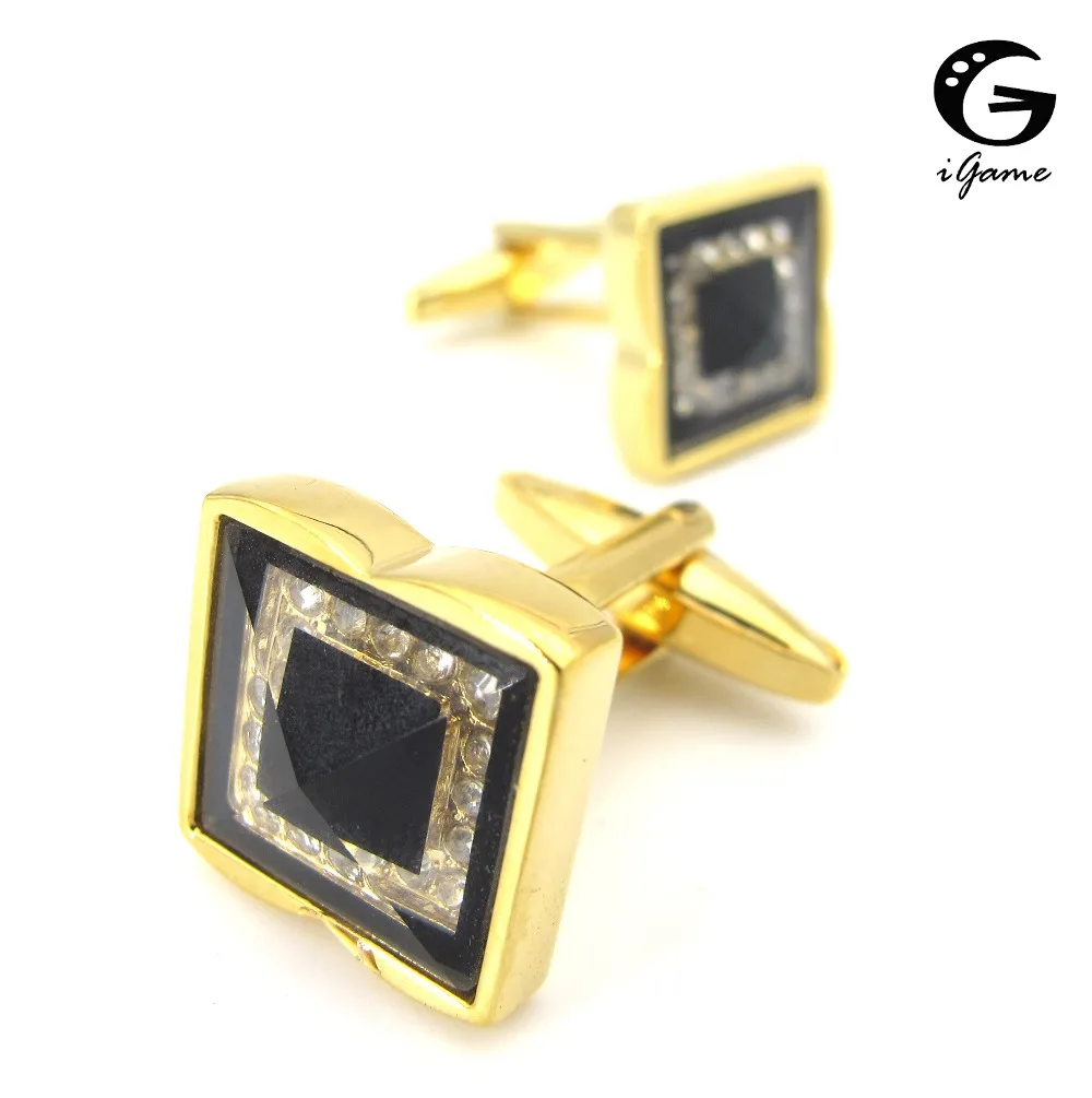 iGame Men's Fashion Cuff Links Golden Color Brass Material Black Stone Design Shirt Cufflinks Free Shipping
iGame Men's Fashion Cuff Links Golden Color Brass Material Black Stone Design Shirt Cufflinks Free Shipping