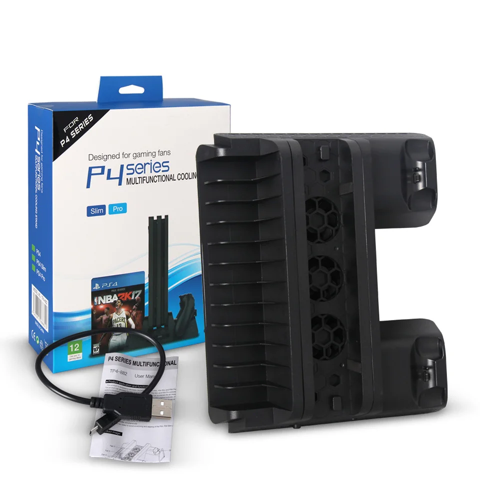 2018 New For PS4 Slim PRO Multi-Functiona Vertical Stand with Cooling Fan+Dual Controllers Charging Station+Game Storage Slots
2018 New For PS4 Slim PRO Multi-Functiona Vertical Stand with Cooling Fan+Dual Controllers Charging Station+Game Storage Slots