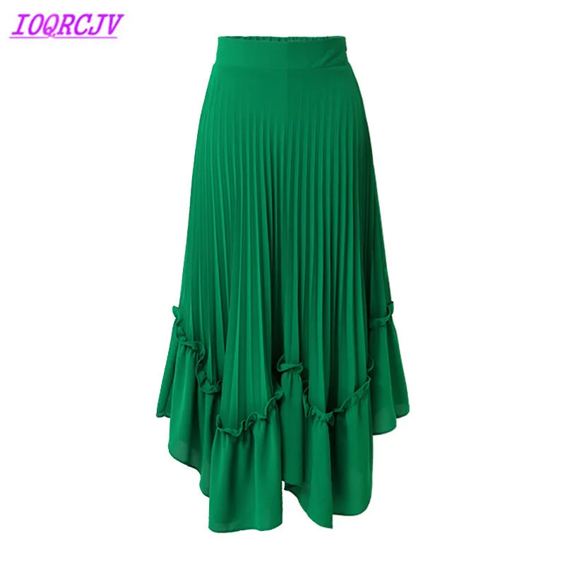 Женская плиссированная юбка с высокой талией шифоновая длинная большого размера