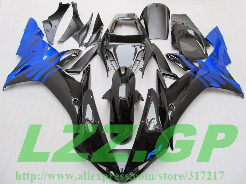 

Injection Fairings for 2002 2003 YAMAHA YZF R1 02 03 YZF1000 YZF-R1 2002 2003 Blue black flame fairing set #6h7-p1