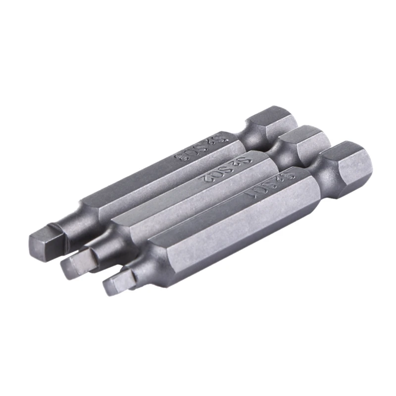 3Pcs 50Mm 1/4 Inch Hex Square Bits Head Screwdriver S2 Alloy Steel Magnetic Set Hand Tools | Инструменты