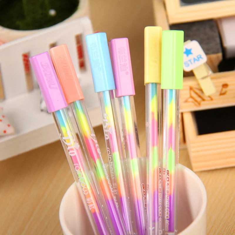 48 pcs/Lot Rainbow color pens 6 color in 1 refill 0.8mm ball point pen for black card album Stationery School supplies EB555
48 pcs/Lot Rainbow color pens 6 color in 1 refill 0.8mm ball point pen for black card album Stationery School supplies EB555