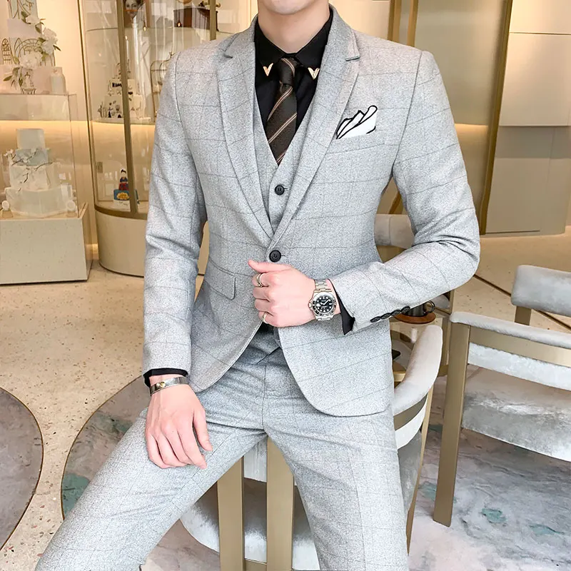 High Quality Boutique Plaid Wedding Dress Suit Jacket+Vest+Pants Suits New Male Formal Business Casual Suits 3-piece Size 5XL
High Quality Boutique Plaid Wedding Dress Suit Jacket+Vest+Pants Suits New Male Formal Business Casual Suits 3-piece Size 5XL