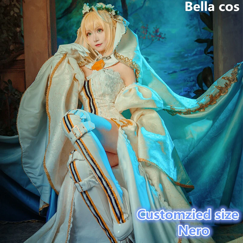 Костюм для косплея из аниме Fate Grand Order Saber nero трехуровневый костюм Nero свадьбы и