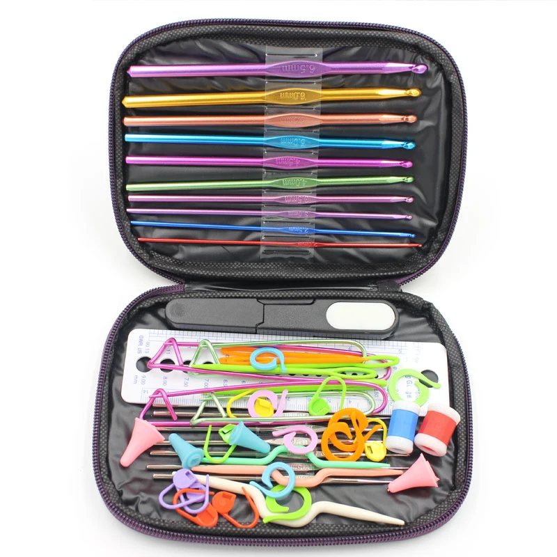 58pcs/set Aluminum Crochet Hooks Set Knitting Sewing Needle Row Counter Scissor Weaving Craft Sewing Kit Needlework Tools Set
58pcs/set Aluminum Crochet Hooks Set Knitting Sewing Needle Row Counter Scissor Weaving Craft Sewing Kit Needlework Tools Set
