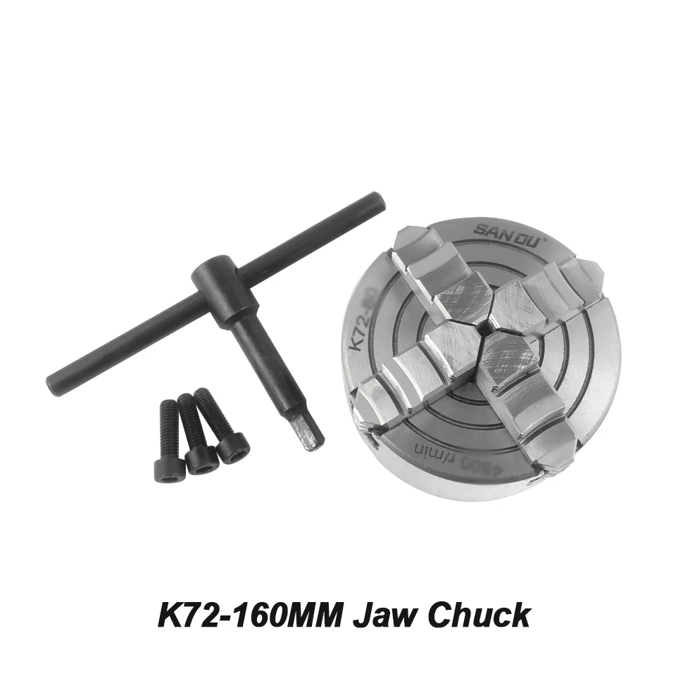 K72-160 Mini Lathe Chuck Manual Drill 4 Jaw Self Centering Hardened Steel For CNC Milling Machine With Wrench Screws | Инструменты