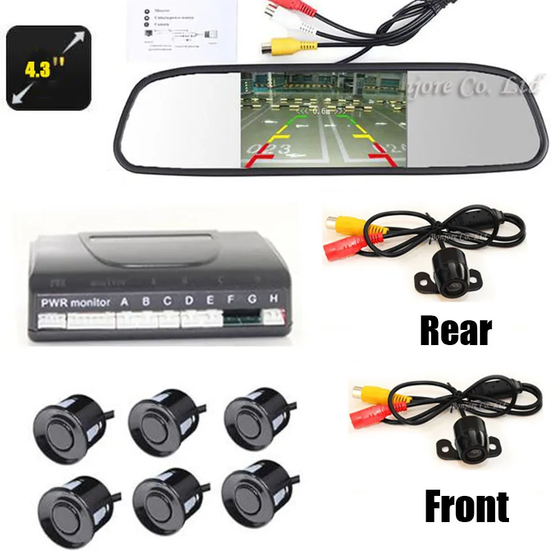 4.3 INCH Monitor Car Parking Sensor System 6 Sensors Alarm Sound Parktronic+ Front camera Rear view Camera Video Parking assist
4.3 INCH Monitor Car Parking Sensor System 6 Sensors Alarm Sound Parktronic+ Front camera Rear view Camera Video Parking assist