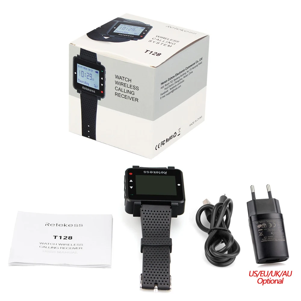 Retekess T128 Watch Receiver Wireless Restaurant Pager Waiter Calling System For Hotel Bar Coffee Waiter Guests
Retekess T128 Watch Receiver Wireless Restaurant Pager Waiter Calling System For Hotel Bar Coffee Waiter Guests