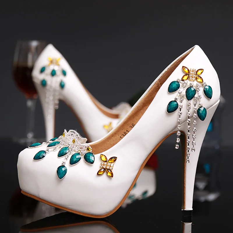 High Heels Wedding Shoes Woman Pumps 12cm Heel Platform White Lace Crystal Leather Bridal Party Shoes Round Toe Rhinestone Shoe
High Heels Wedding Shoes Woman Pumps 12cm Heel Platform White Lace Crystal Leather Bridal Party Shoes Round Toe Rhinestone Shoe