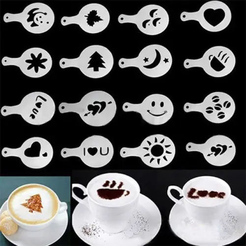 Hot 16pcs Cappuccino Latte Stencil Coffee Mold Decor Barista Duster Art Tool Decoration Pad Mould Printing Stencil Coffee Mould
Hot 16pcs Cappuccino Latte Stencil Coffee Mold Decor Barista Duster Art Tool Decoration Pad Mould Printing Stencil Coffee Mould