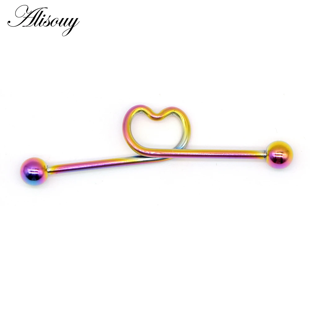 Alisouy 1 шт. 5 цветов хирургическая нержавеющая сталь 6*38*5/5 мм любовное Сердце