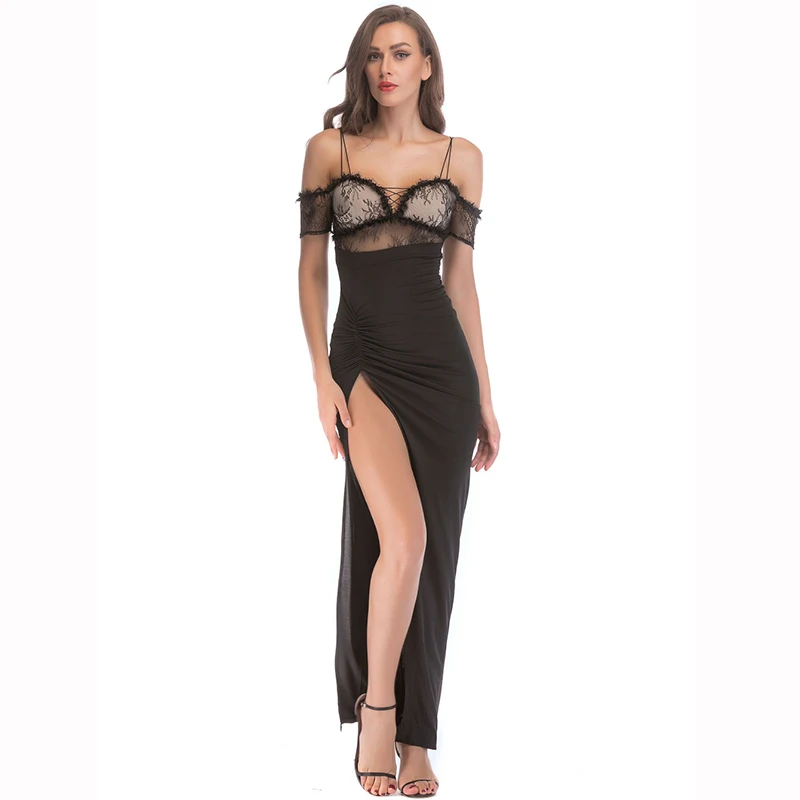 Black Spaghetti Strap Short Sleeve Open Split Evening Party Dresses Elegant Women Formal Dress Night Club Wear Vestido De Eesta
Black Spaghetti Strap Short Sleeve Open Split Evening Party Dresses Elegant Women Formal Dress Night Club Wear Vestido De Eesta