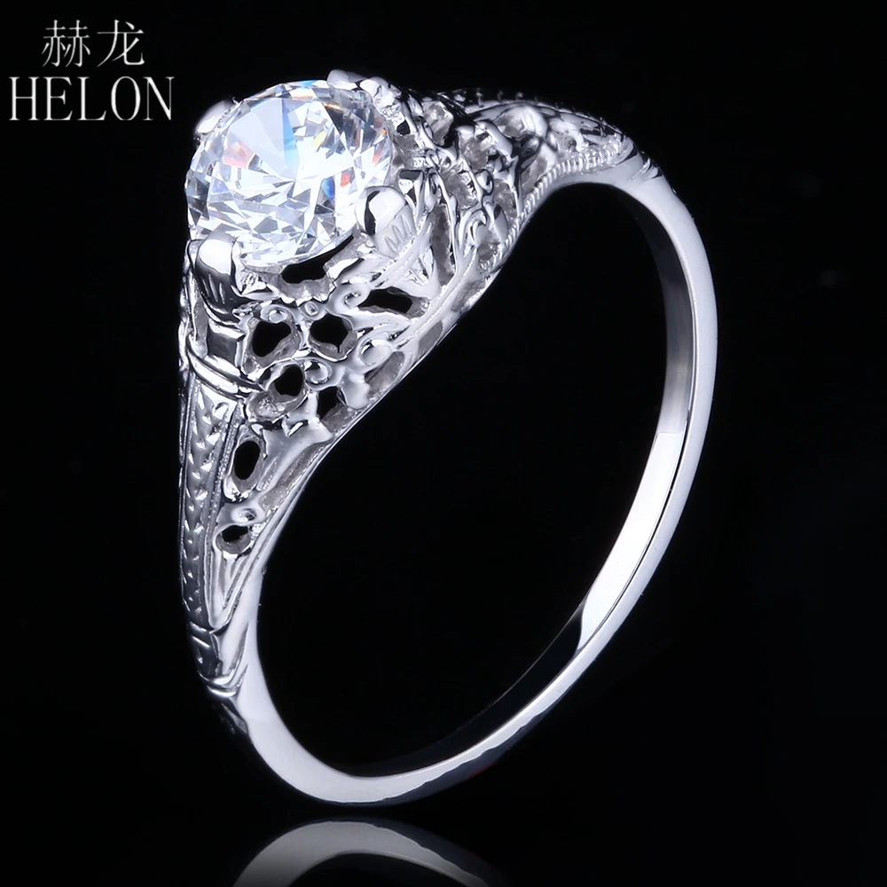 HELON Vintage Antique Wedding Jewelry Solid 10K White Gold Round Cut 5.5mm 0.6ct Moissanites Diamond Engagement Women Fine Ring
HELON Vintage Antique Wedding Jewelry Solid 10K White Gold Round Cut 5.5mm 0.6ct Moissanites Diamond Engagement Women Fine Ring