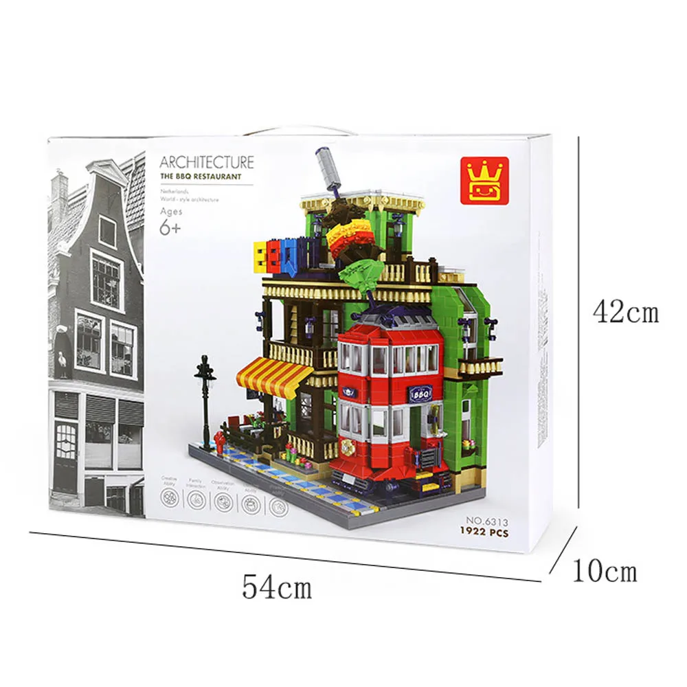 Wange City Blocks 1922pcs Bricks Architecture Building Blocks BBQ Restaurant Creative Bricks Blocks Toys for Children Gifts
Wange City Blocks 1922pcs Bricks Architecture Building Blocks BBQ Restaurant Creative Bricks Blocks Toys for Children Gifts