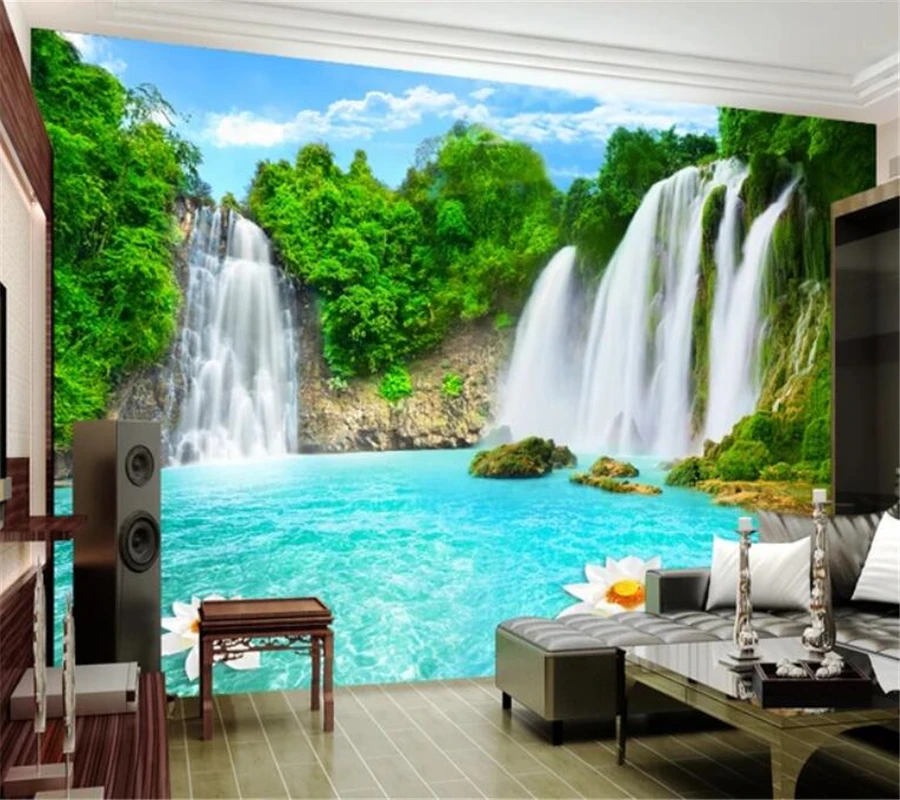 

Обои beibehang на заказ, 3D фотообои, стерео водопад, водосберегающий пейзаж, Настенные обои, 3d обои