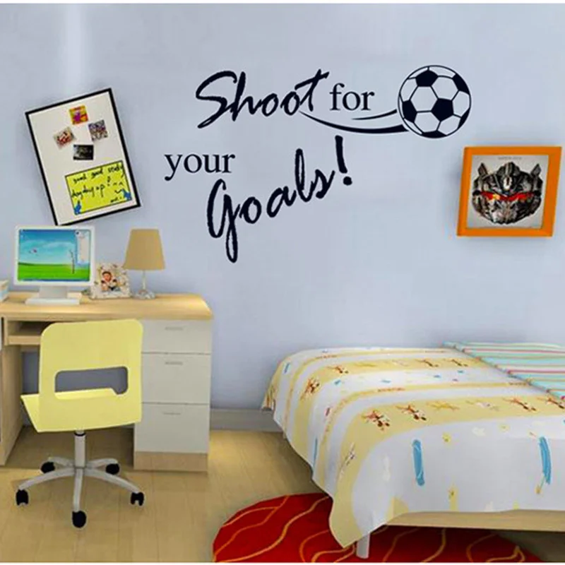 Shoot For Your Goal Letter Football Sport Wall Decals Wallpaper Kids Wall Stickers Children Room Decor Size 45*60CM
Shoot For Your Goal Letter Football Sport Wall Decals Wallpaper Kids Wall Stickers Children Room Decor Size 45*60CM