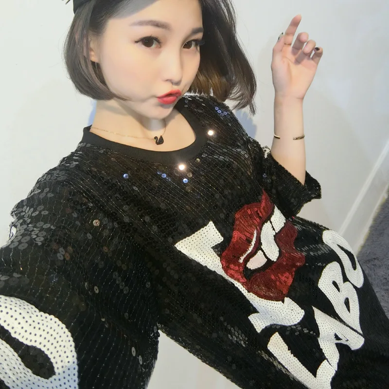 Thailand new loose big T-shirt female bf wind long section short-sleeved heavy work sparkling sequin shirt women
Thailand new loose big T-shirt female bf wind long section short-sleeved heavy work sparkling sequin shirt women