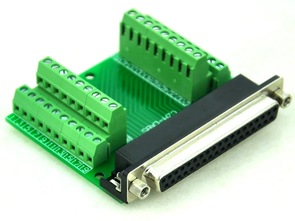 Slim Right Angle D'SUB DB37 Female Header Breakout Board, Terminal Block DSUB Connector.
Slim Right Angle D'SUB DB37 Female Header Breakout Board, Terminal Block DSUB Connector.