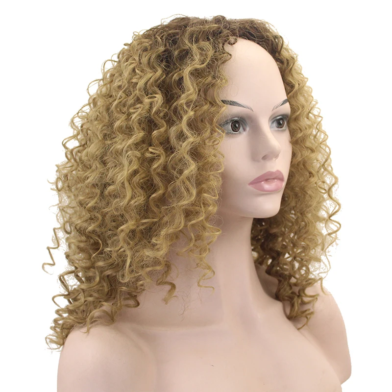 JOY&BEAUTY Natural Brown 18 Inch Medium Small Short Curly Hair Wig High Temperature Fiber Synthetic Female | Шиньоны и парики