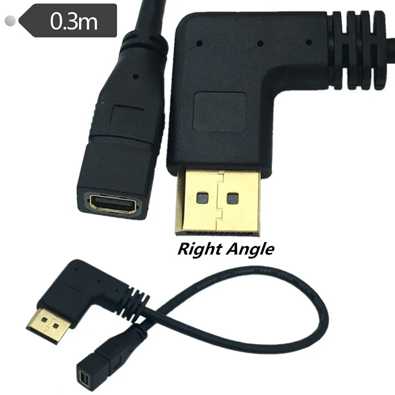 Goldplated 90degree Left Right elbow dp line male to mini displayport female 4K patch cord 1.2 HDdisplayport extension cord 0.3m
Goldplated 90degree Left Right elbow dp line male to mini displayport female 4K patch cord 1.2 HDdisplayport extension cord 0.3m