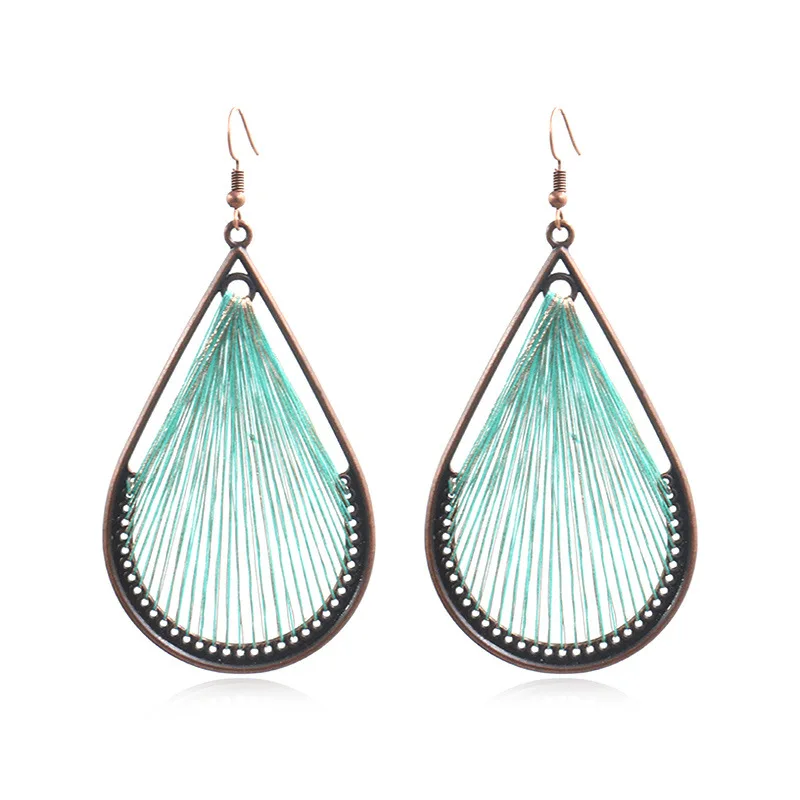 New Bohemia national wind handmade silk thread earrings personality exaggerated winding geometry teardrop-shaped ladies fashion
New Bohemia national wind handmade silk thread earrings personality exaggerated winding geometry teardrop-shaped ladies fashion