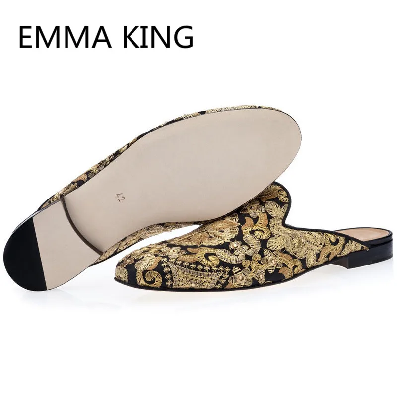 New Gold Embroidered Luxury Slippers Men Loafers Round Toe Sewing Dress Wedding Shoes Male Slip On Rihanna Creepers Casual Flats
New Gold Embroidered Luxury Slippers Men Loafers Round Toe Sewing Dress Wedding Shoes Male Slip On Rihanna Creepers Casual Flats
