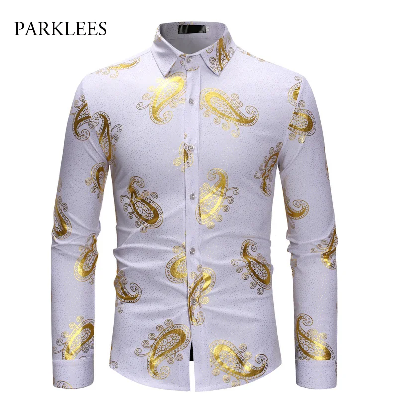 Gold Bronzing Paisley Shirt Men Slim Fit Chemise Homme 2018 Brand Long Sleeve Business Mens Dress Shirts Camisa Social Masculina
Gold Bronzing Paisley Shirt Men Slim Fit Chemise Homme 2018 Brand Long Sleeve Business Mens Dress Shirts Camisa Social Masculina