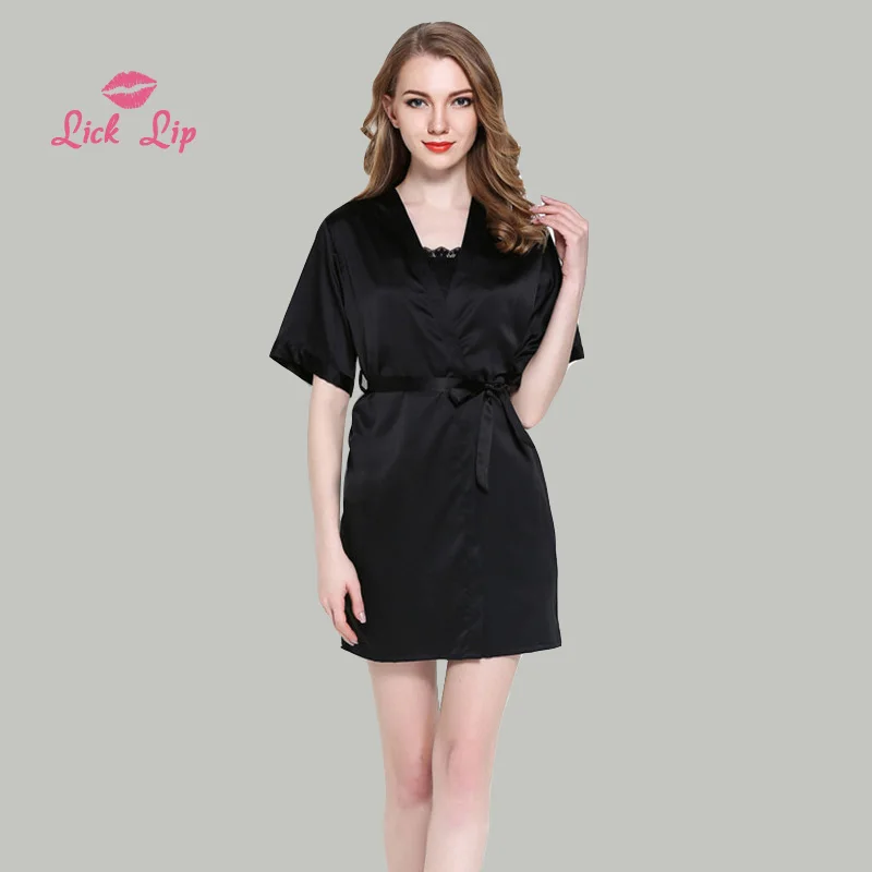 Lick Lip Summer Bathrobe Silk Dress Women Satin Mini Dress Lace Robe Set Ladies Mujer Korean Short Sleeve Nightwears SWA3180-47
Lick Lip Summer Bathrobe Silk Dress Women Satin Mini Dress Lace Robe Set Ladies Mujer Korean Short Sleeve Nightwears SWA3180-47