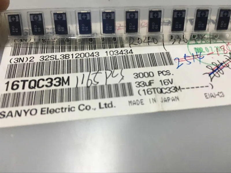 Оригинальный новый 100% 16TQC33M 16V33uf D Тип тонкий полимерно-танталовый конденсатор (индуктор)
Оригинальный новый 100% 16TQC33M 16V33uf D Тип тонкий полимерно-танталовый конденсатор (индуктор)