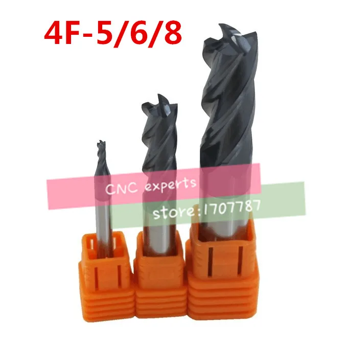 

Free shipping 3PCS 4F-5.0/6.0/8.0mm tungsten carbide steel cutter CNC milling cutting hardness HRC50 carbide Milling cutter