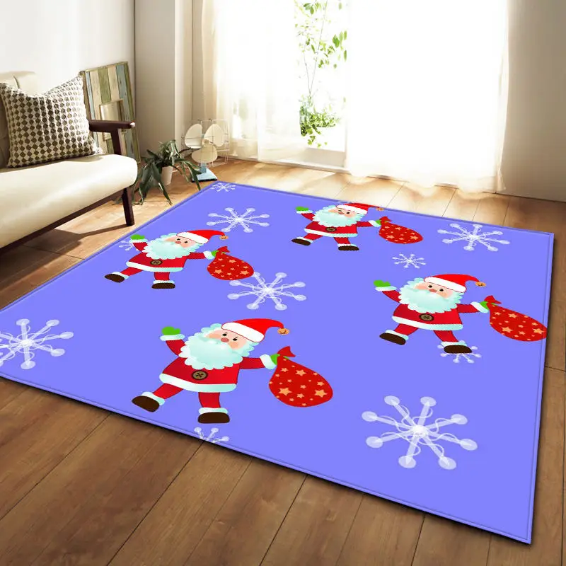 

Cartoon Christmas Present Carpet Children Crawling Mat Soft Flannel Tea Table Area Rug Bedroom Bedside Decor Living Room Carpets