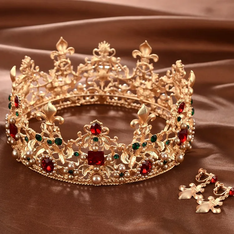 Baroque Retro Luxury Red Crystal Gold Crown Bridal Wedding Jewelry Rhinestone Tiaras Crowns Pageant Dress Hair Accessories 2019
Baroque Retro Luxury Red Crystal Gold Crown Bridal Wedding Jewelry Rhinestone Tiaras Crowns Pageant Dress Hair Accessories 2019