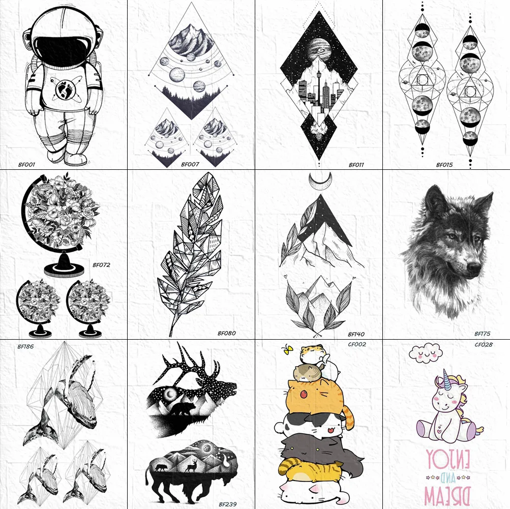 Men's Fashion Small Wolf Tattoo Stickers Body Arm Women Tattoos Temporary Black Fake Geometric City Tatoo Self Adhesive Xmas
Men's Fashion Small Wolf Tattoo Stickers Body Arm Women Tattoos Temporary Black Fake Geometric City Tatoo Self Adhesive Xmas